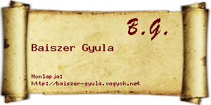 Baiszer Gyula névjegykártya